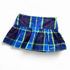 Hollister Navy & Green Plaid Mini Skirt